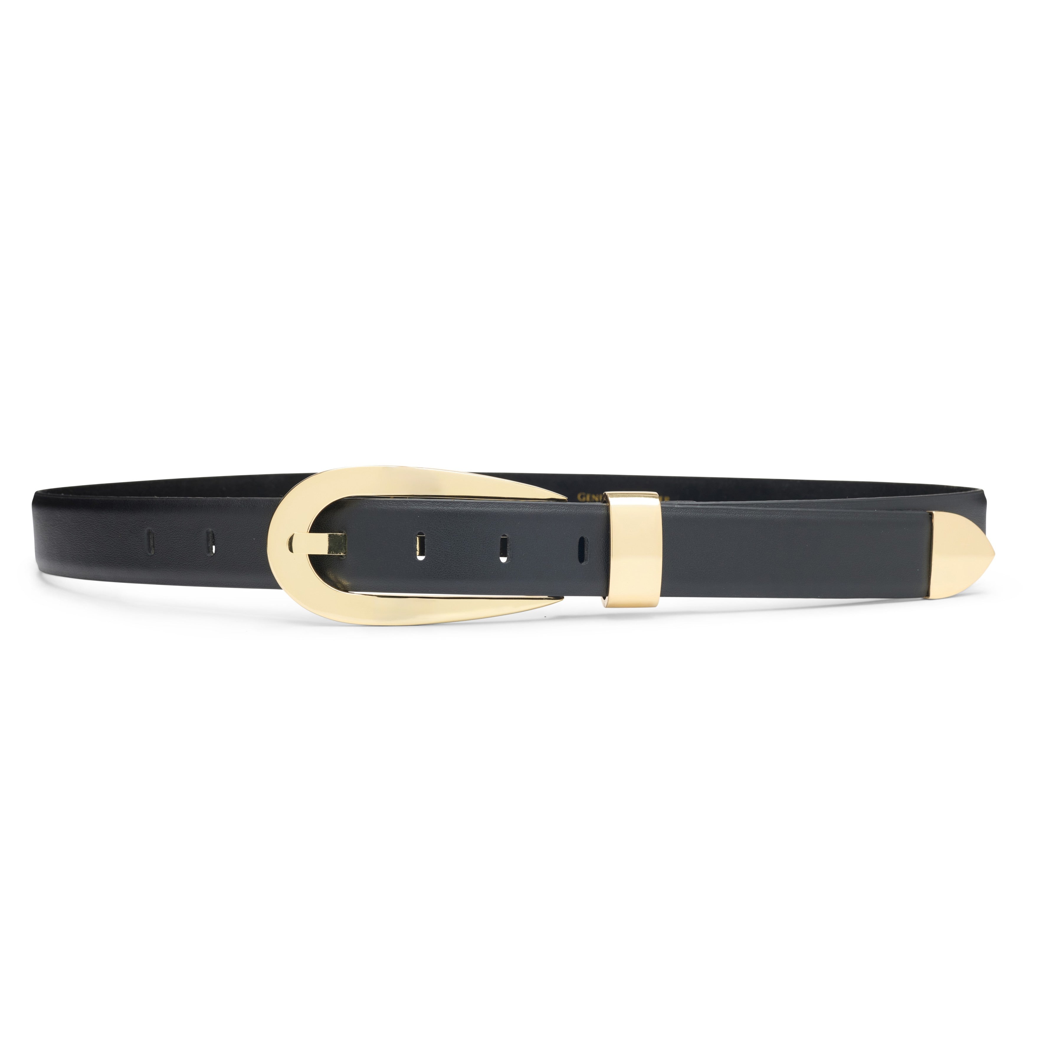 ETHOSENS 新品未使用タグ付 LEATHER BELT ブラック FREE Buy Womens Belt With Gold Infinity Buckle Black Genuine