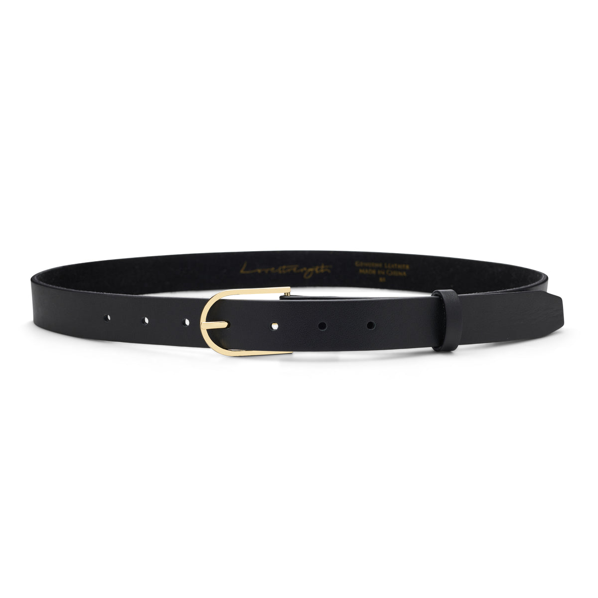 NWT // Lovestrength Marina Black Leather Belt Marina II slim black leather waist belt | Black & Brown London main image 2