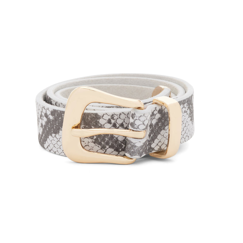 Amalfi Leather Belt, White Snake