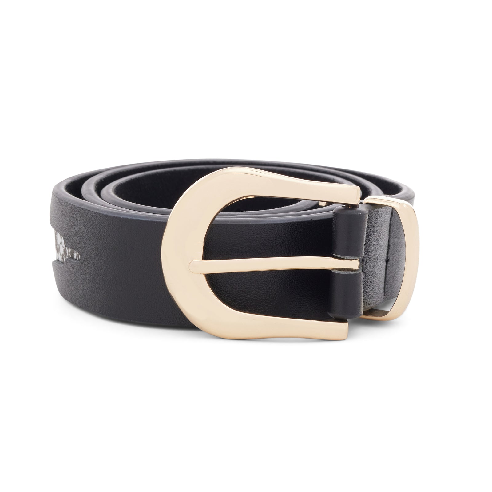 Milano Leather Belt, Black w/ White Snake Cutouts  display picture 3
