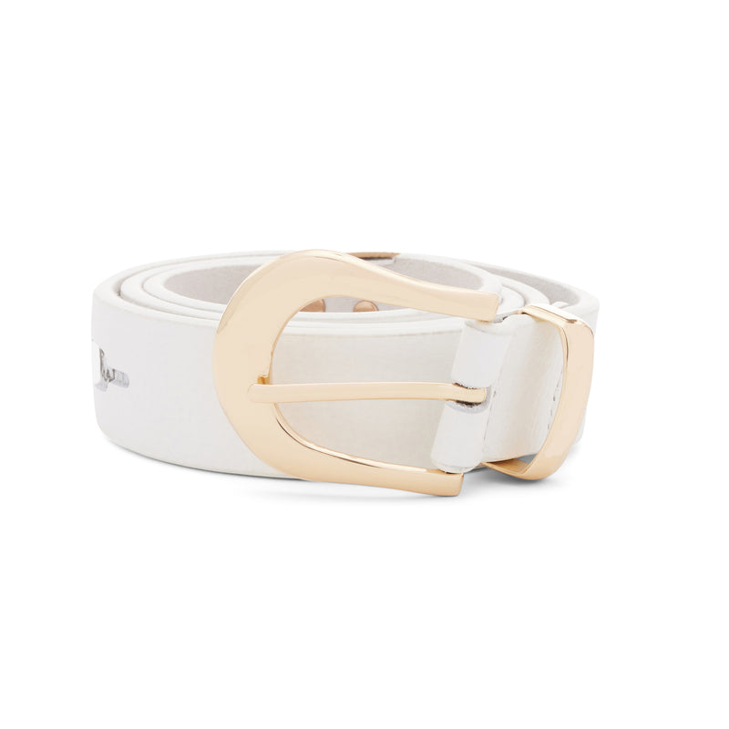 Milano Leather Belt, White w/ White Snake Cutouts